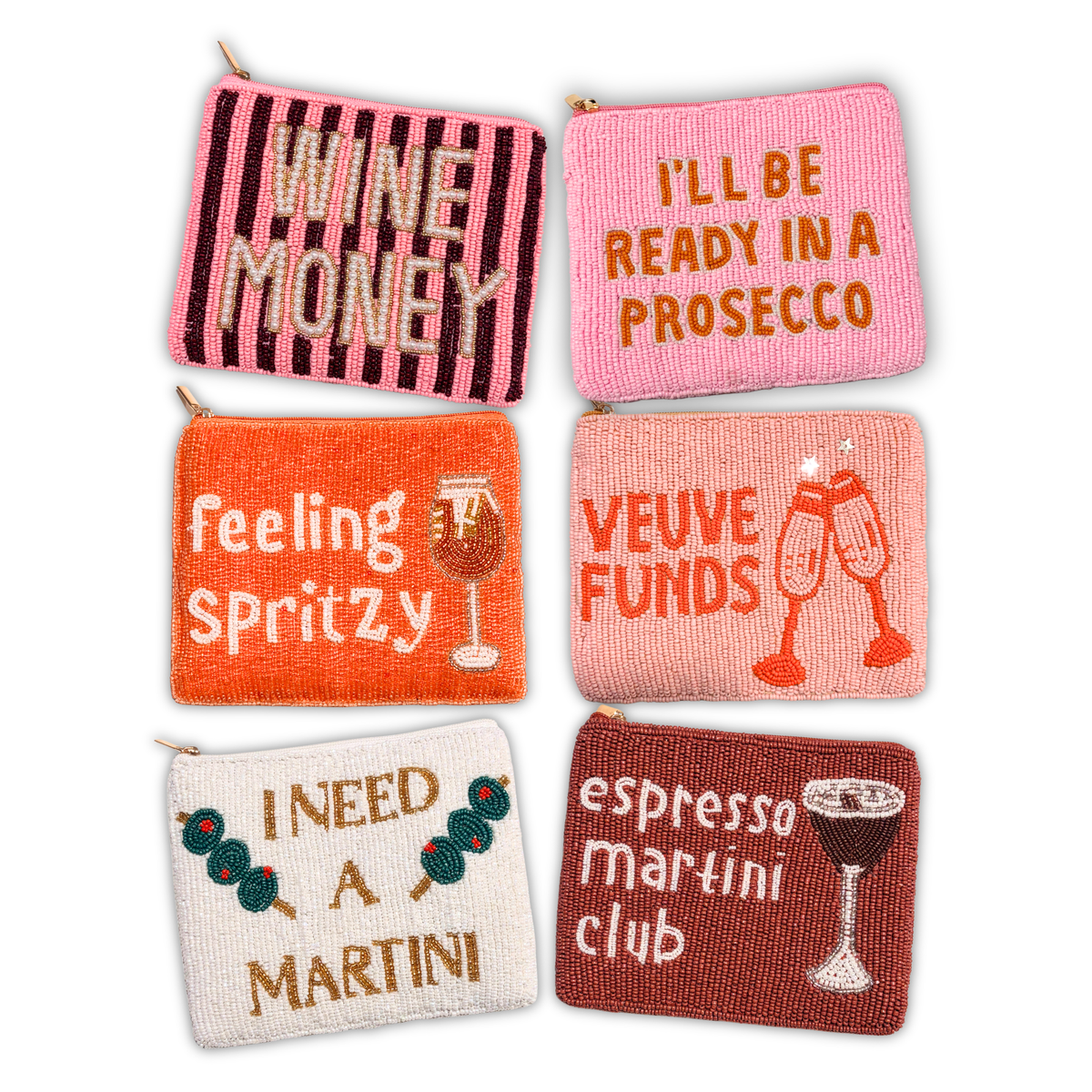 Espresso Martini Club or Can I pull you For a Chat(XL) Luxury Beaded Coin Purse - Trendy Coin Pouch