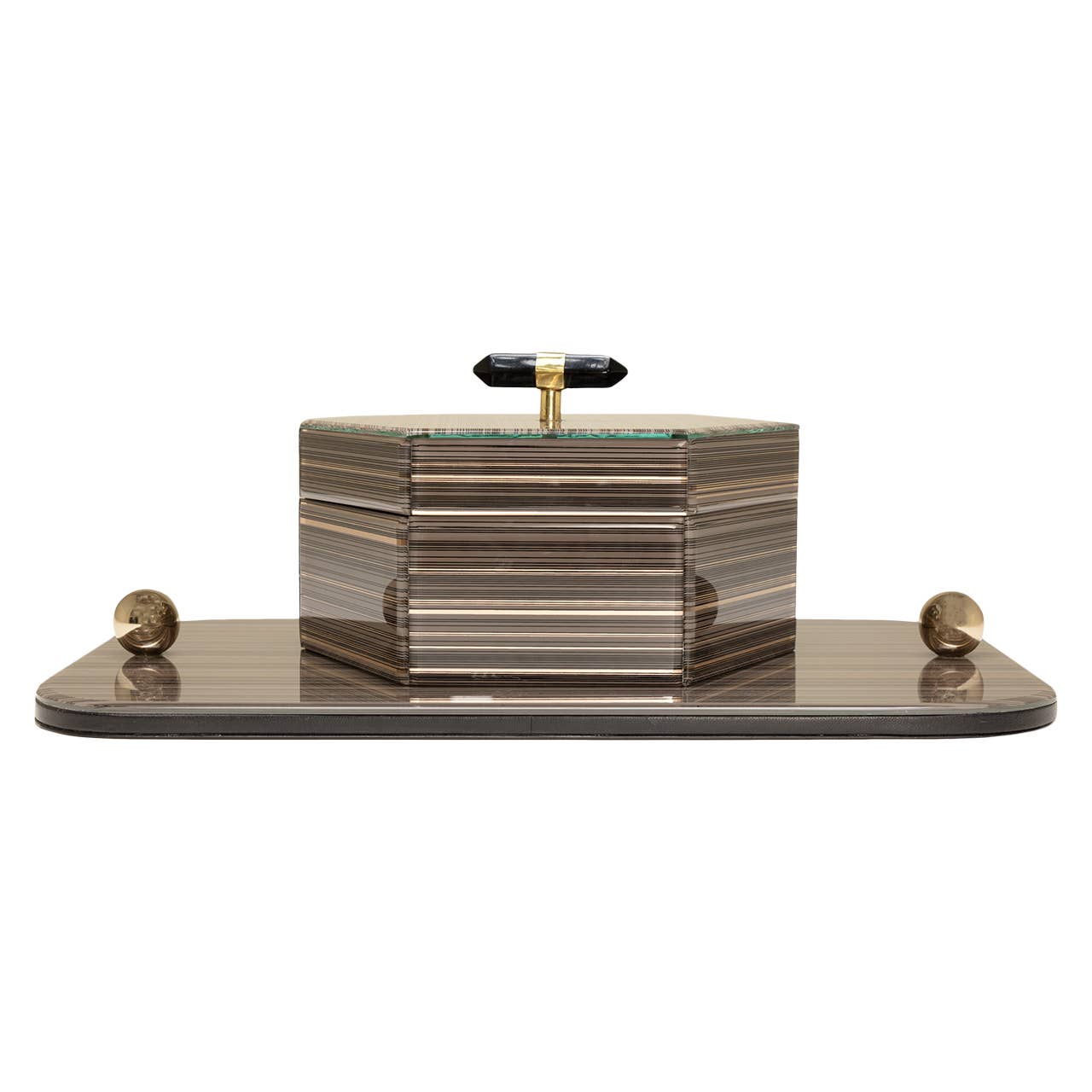 Brown Hexagon Decorative Box, 9"L