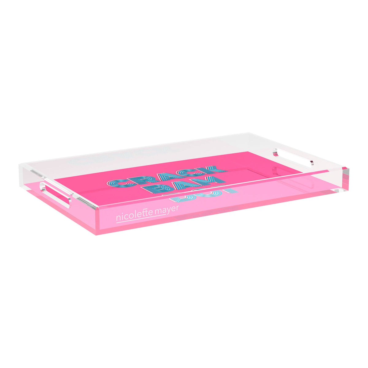 Mahjong Crack Bam Dot Hybiscus Powder Acrylic Rectangle Decorative Tray