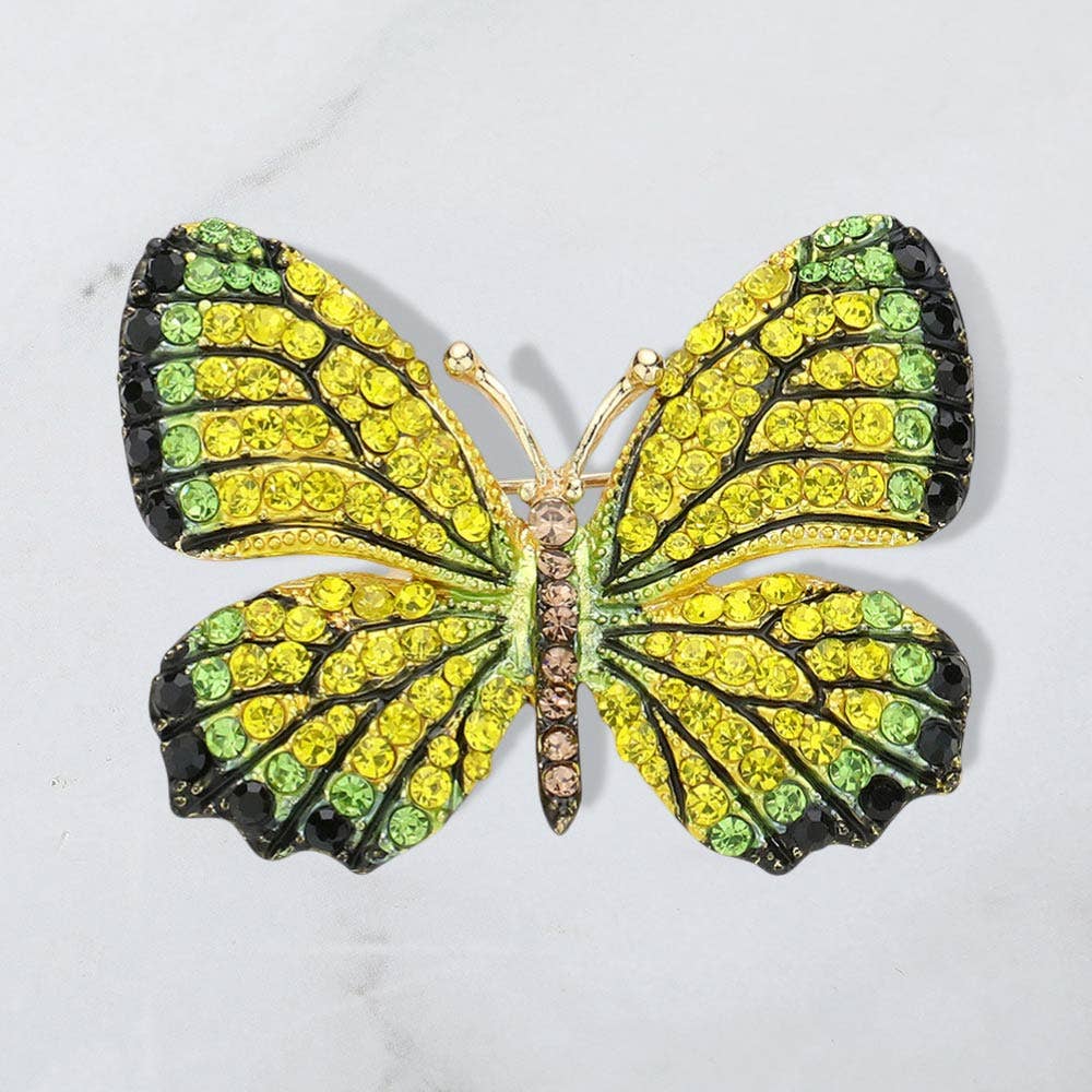 Rhinestone Pave Butterfly Pin Brooch