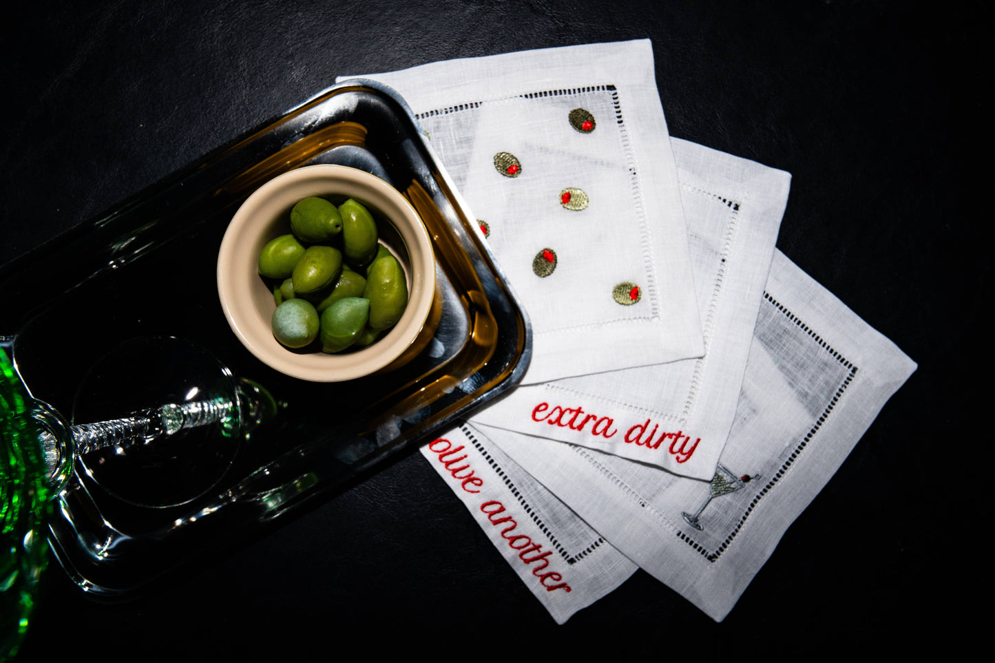 Martini Linen Cocktail Napkins – Set of 4