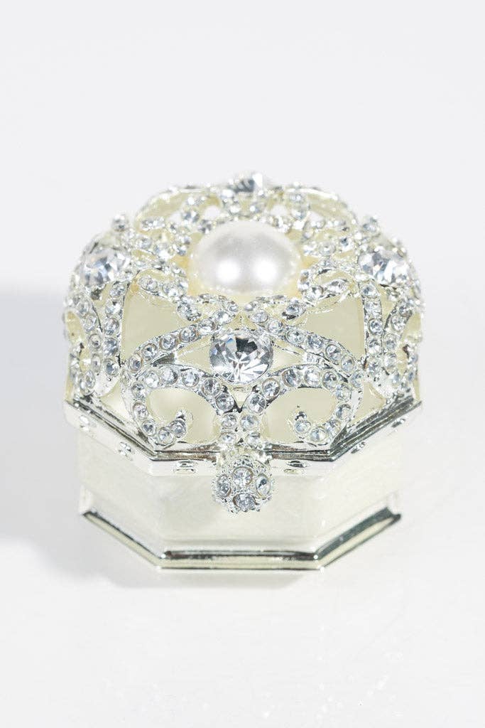 White Crystal Ring Box