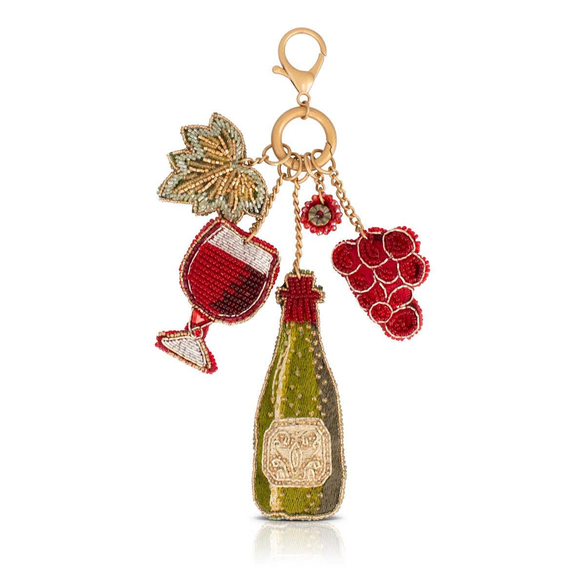 Tasting Room beaded wine and grapes bag charm