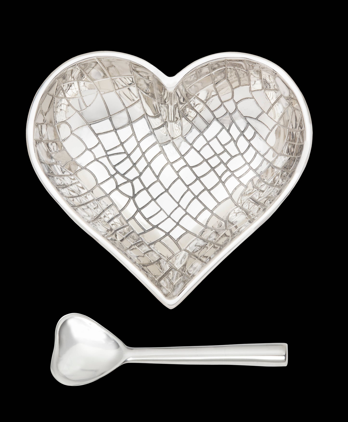 Happy Bright Silver Croco Heart with Heart Spoon