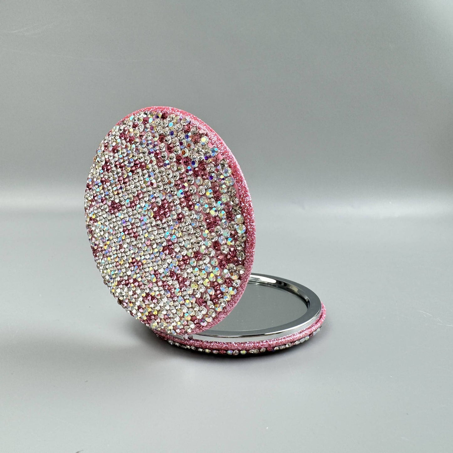 Circle Rhinestone Folding Makeup Mirror