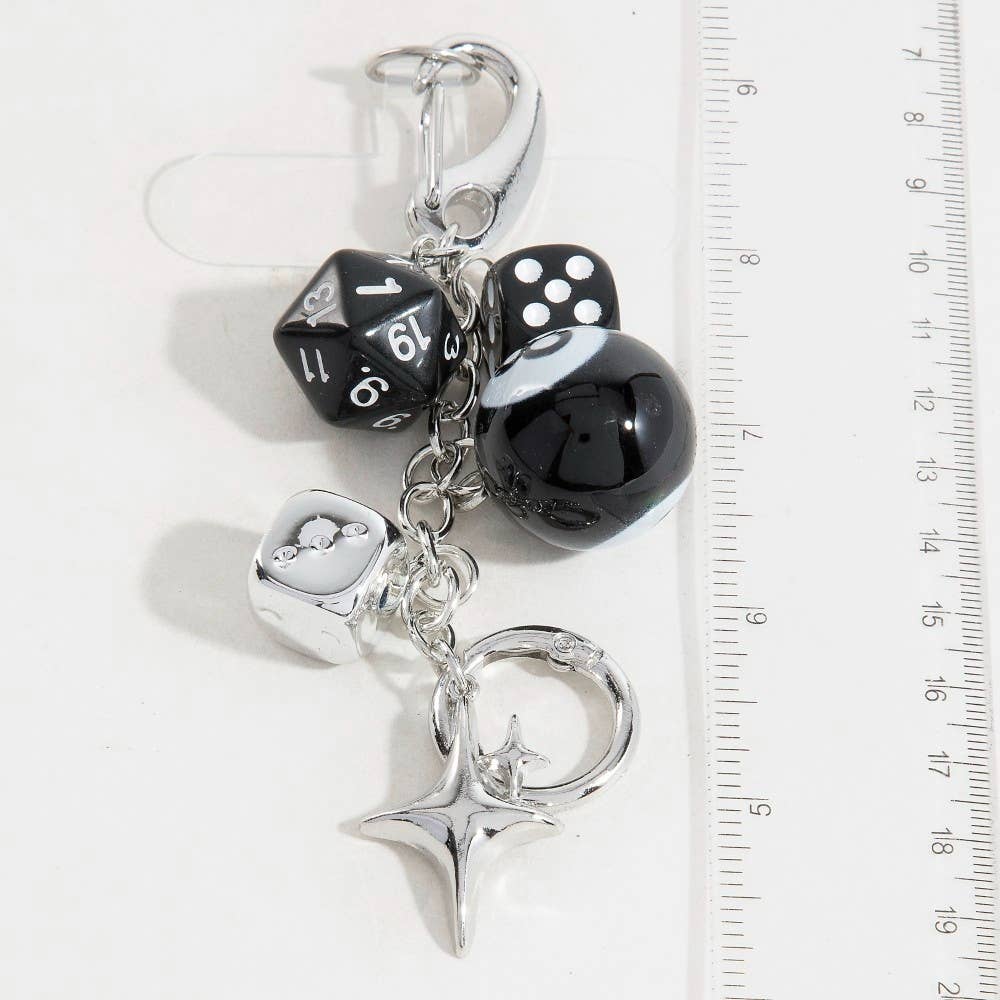 Multi Dice 8 Ball And Star Bag Charms