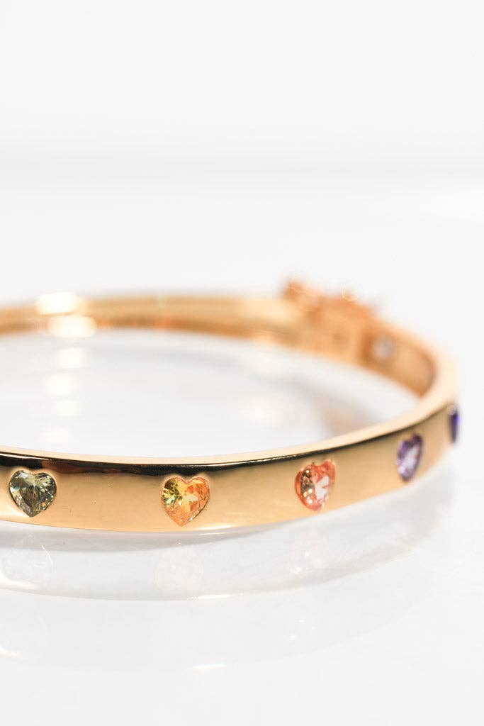 💖 Rainbow Hearts Bangle- Gold or Silver