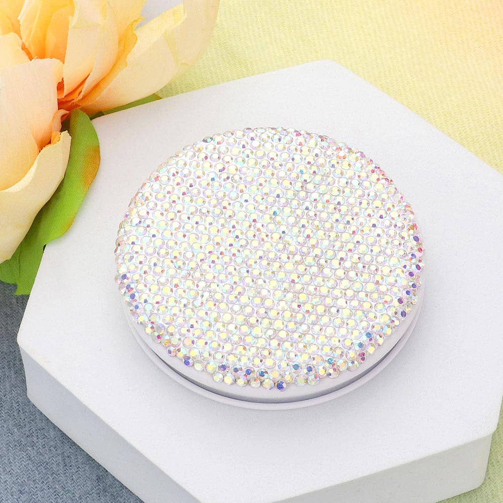 Bling Studded Round Compact Mirror