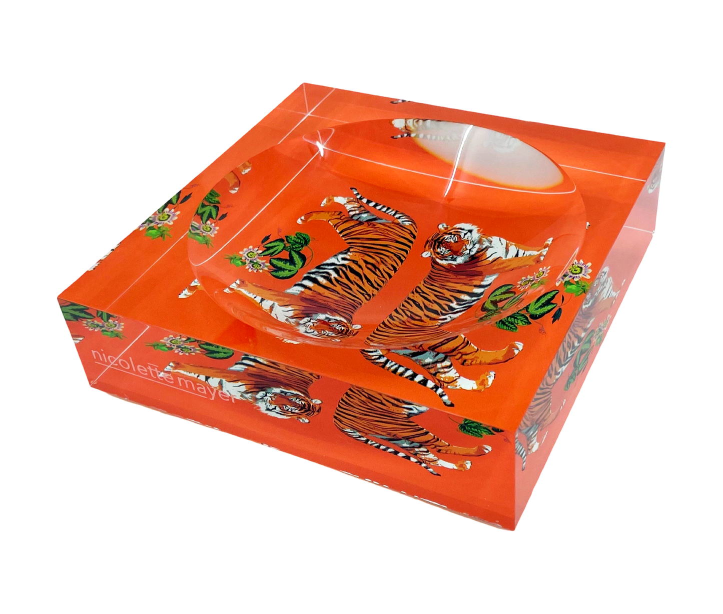 Tiger Seeing Double Orange Acrylic Candy Catchall Dish