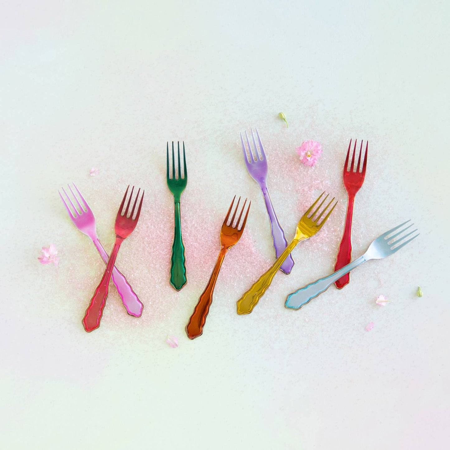 Glitterville Rainbow Metallic Fork, 8 Asst colors/7” (Each)
