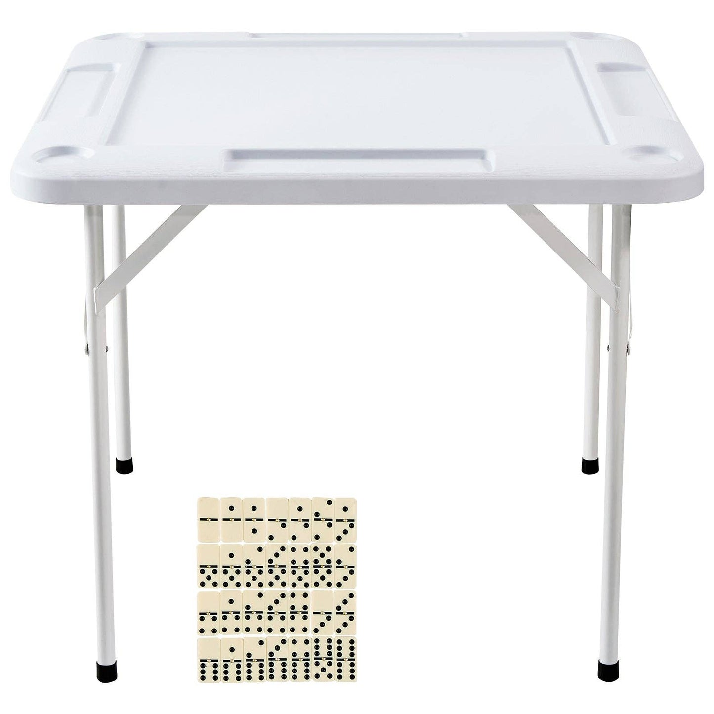 4 Player Folding Game Table with Cup Holders and Chip Tray