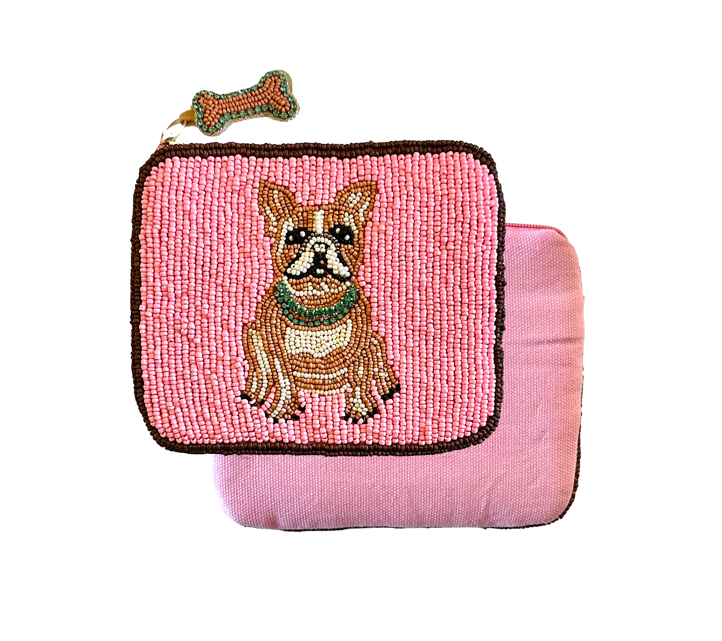French Bulldog Coin Purse Lily Posh, Beaded Dog Bag 