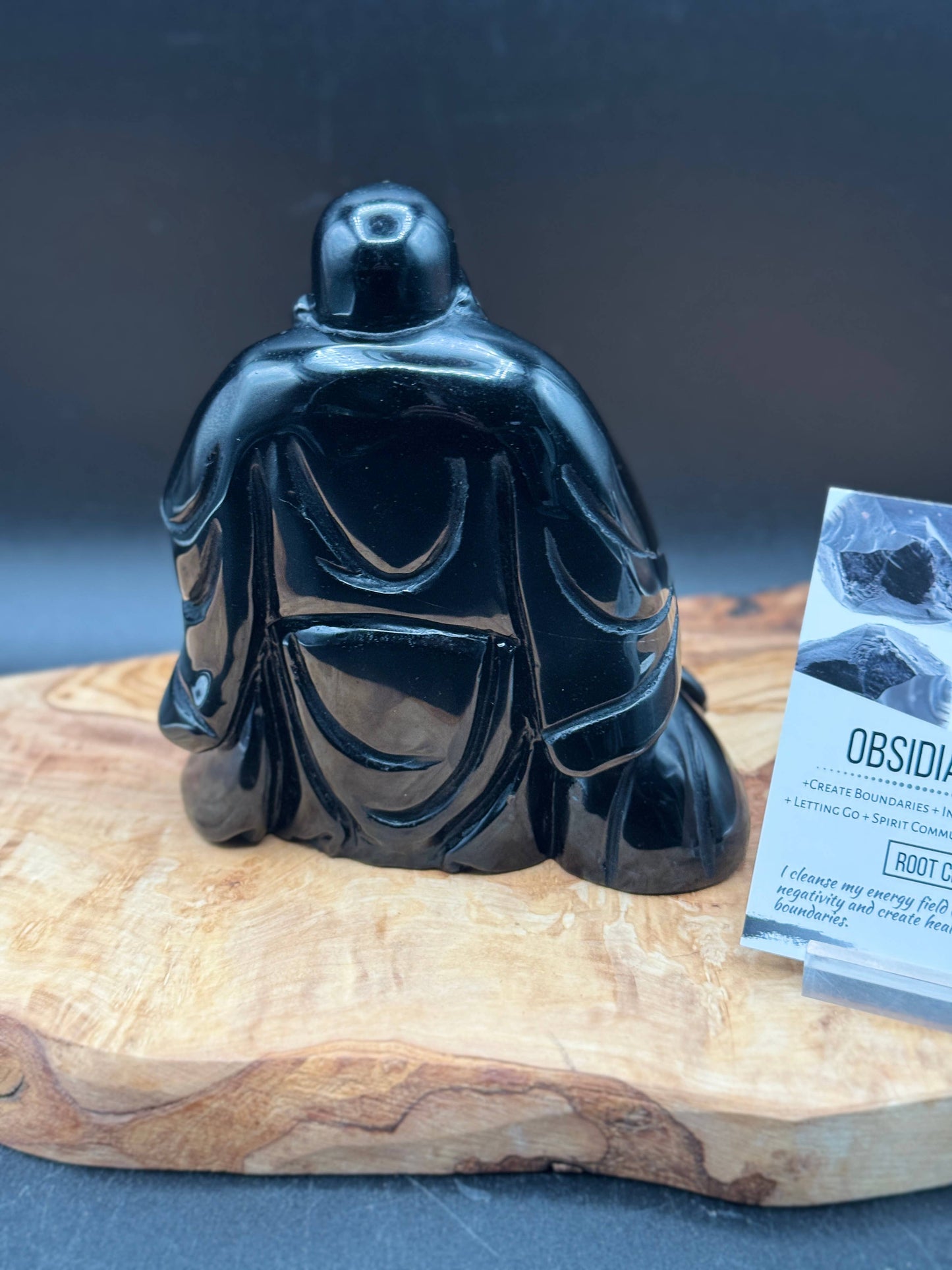 Obsidian Laughing Happy Buddha carving L292