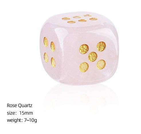 Dice - 15mm Natural Jade Laser Engraved Cube Dice with Rounded Edges Semi-Precious Stone (Set of 2)