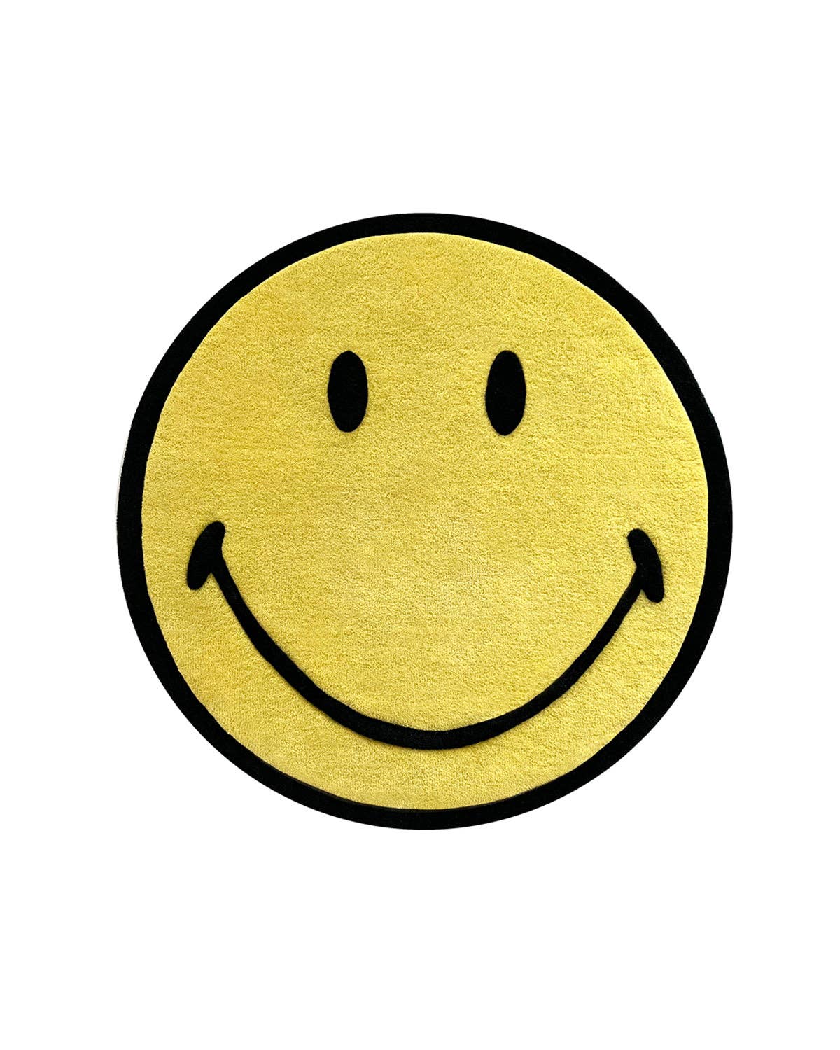 Rug SMILEY Yellow / Black Print Round Diam. 3.2ft