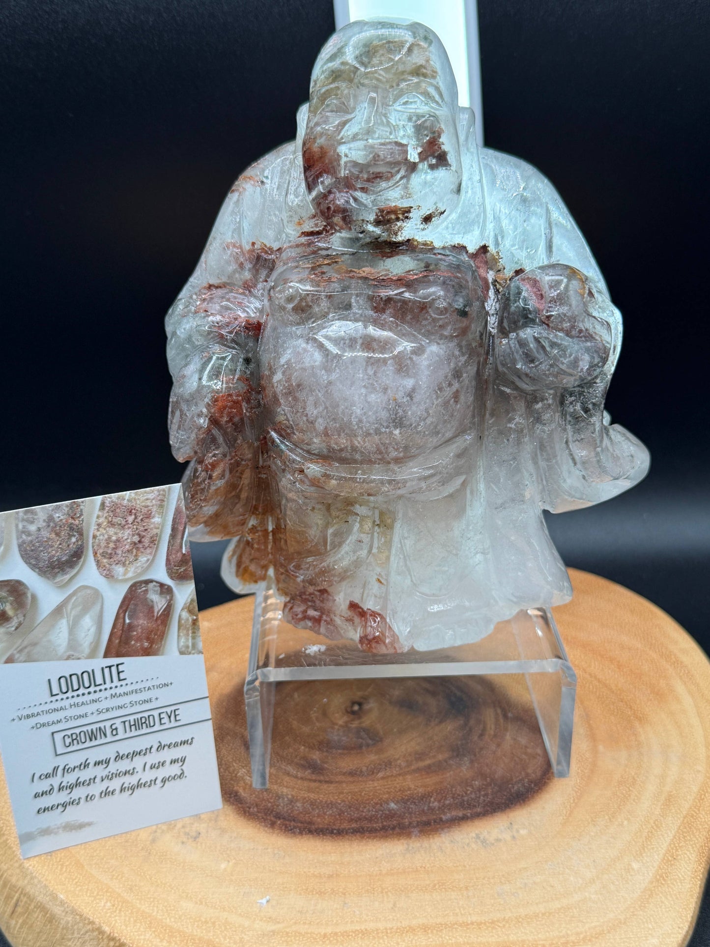 Happy Laughing Buddha Lodolite garden quartz G992