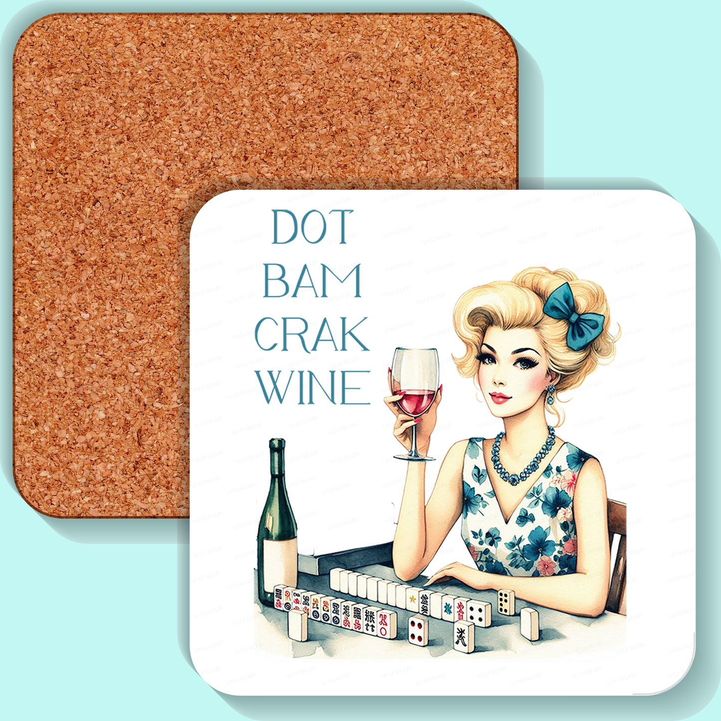 Coaster -Mahjong, Dot Bam Crak Wine