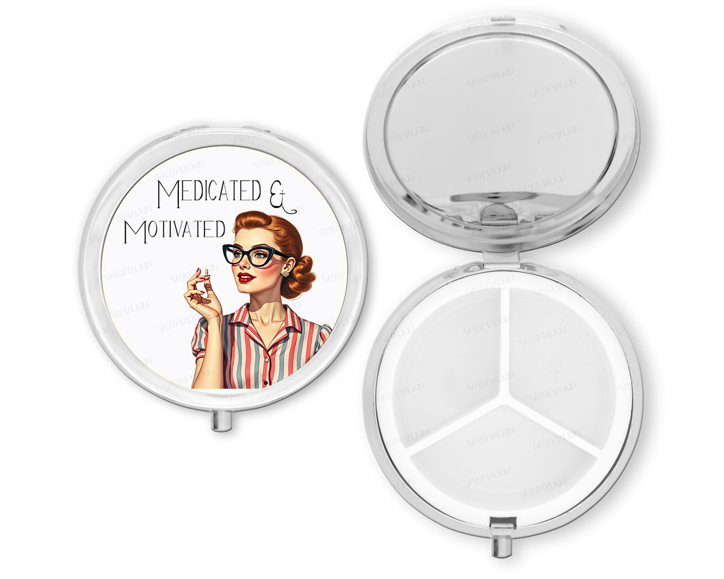 Purse Pill Box Organizer, Medicated & Motivated