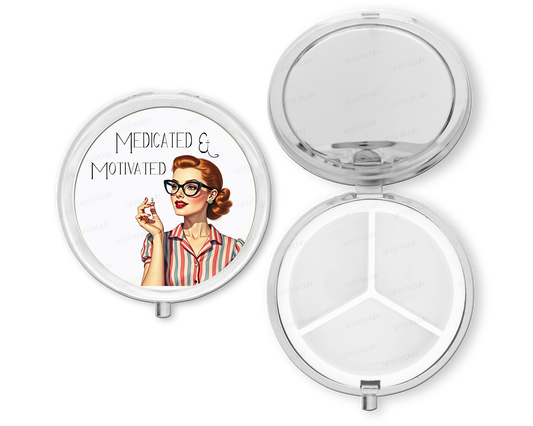 Purse Pill Box Organizer, Medicated & Motivated