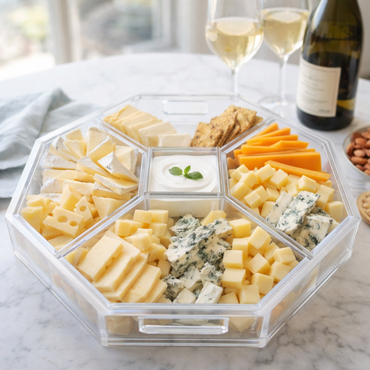 Acrylic Entertainer Tray, Social Serving, Clear/White