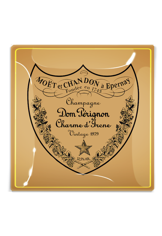 Vintage Dom Perignon Brut Decoupage Glass Tray