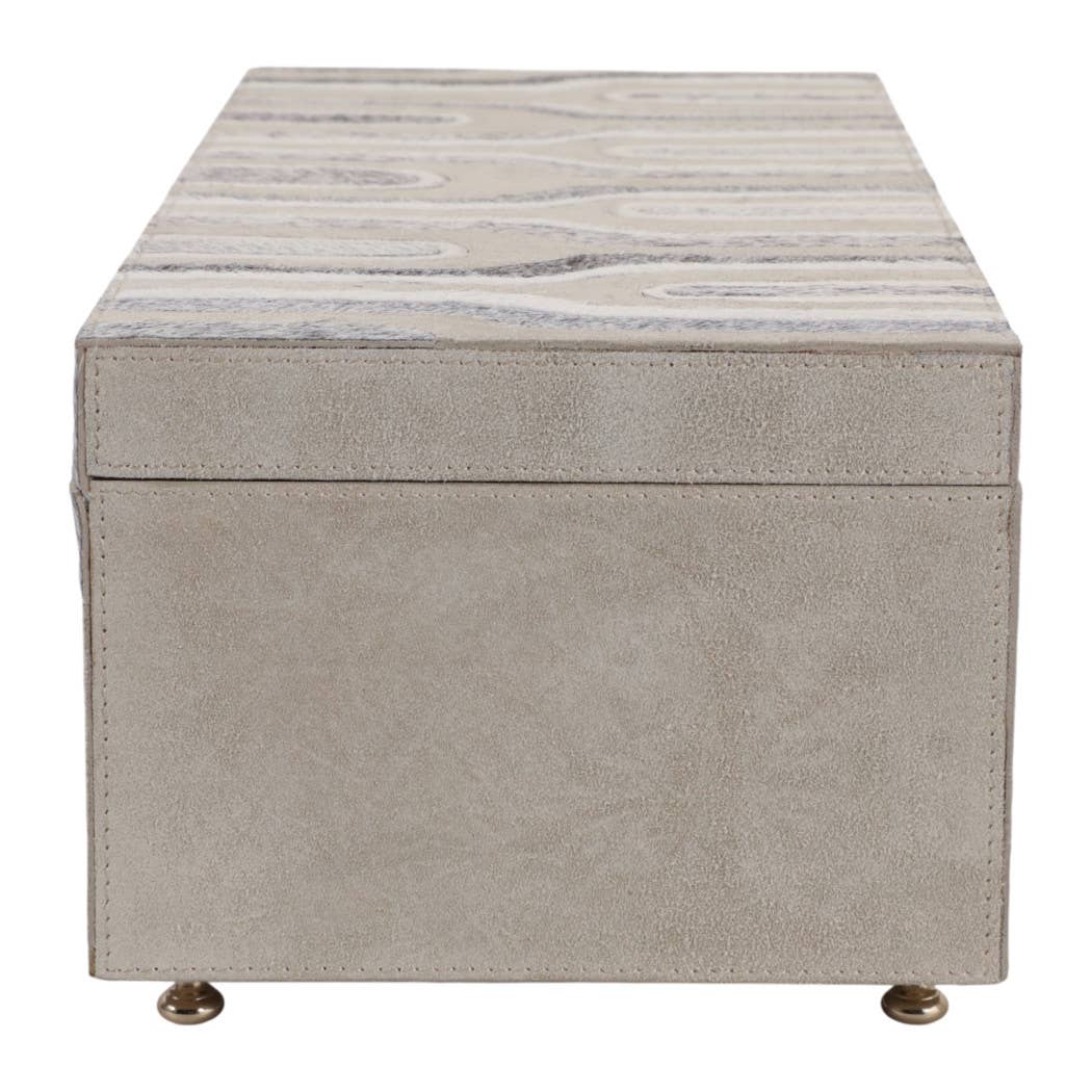 Decorative Box - Gray Wood Rectangular with Lid, 16 in.