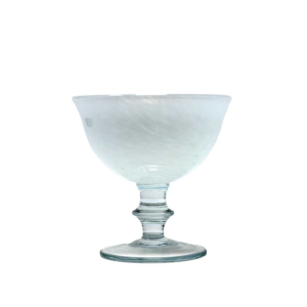 White Hand-Painted Italian Glass Compote (Fabulous Table Top)