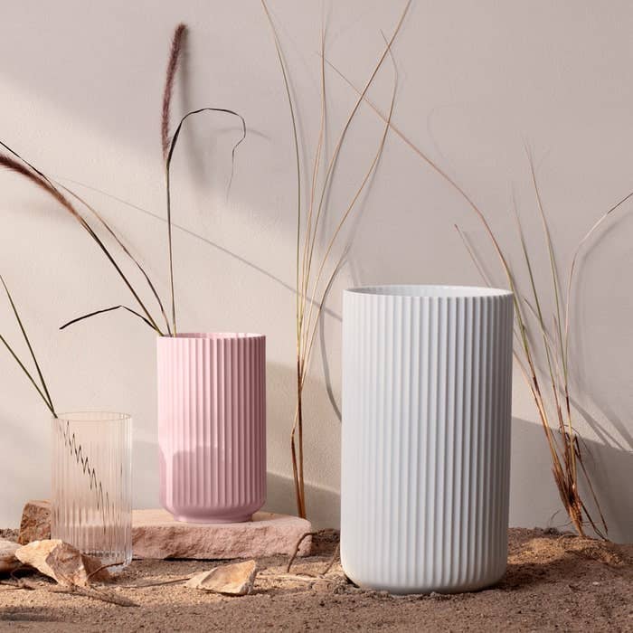 Lyngby Porcelæn - 15" Porcelain Grooved Vase - White