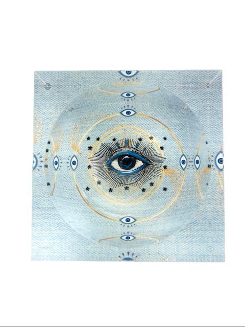 Acrylic Bowl, Aura Evil Eye Denim