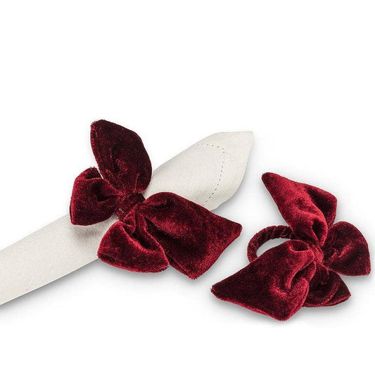 Burgundy Velvet Bow Napkin Ring