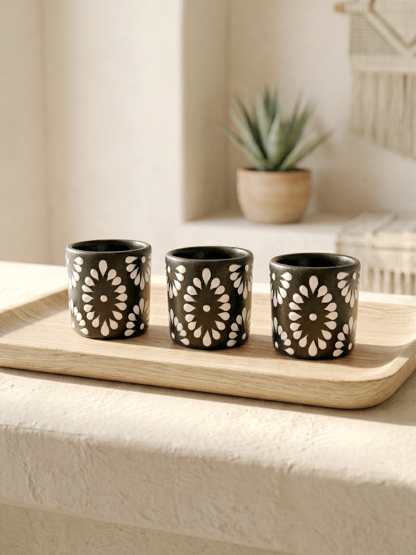 Talavera Shot Glass - Black & White (Each)