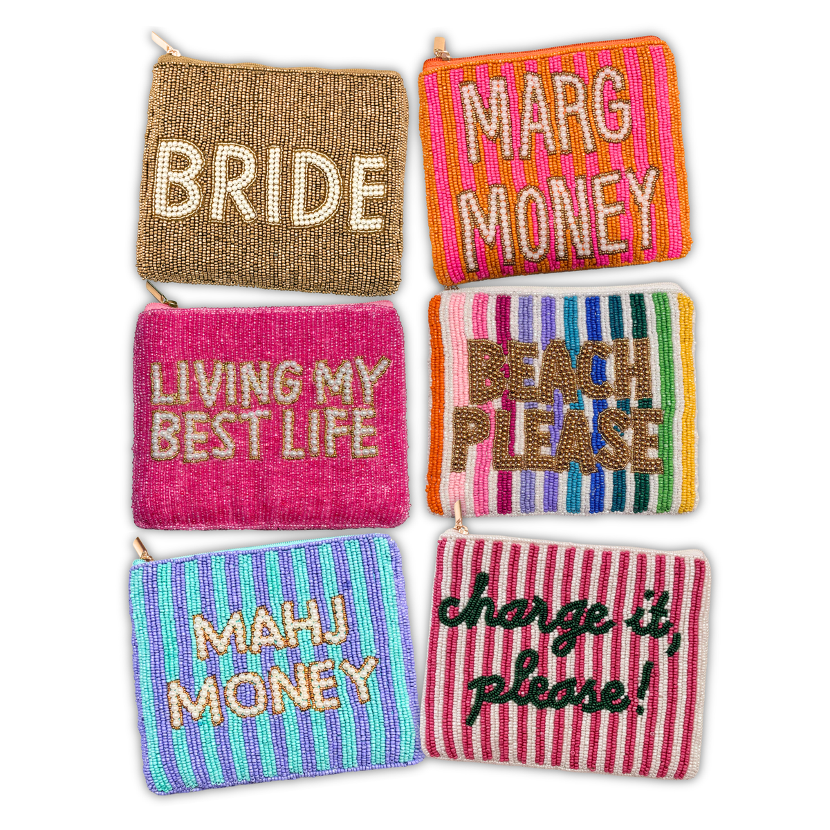 Espresso Martini Club or Can I pull you For a Chat(XL) Luxury Beaded Coin Purse - Trendy Coin Pouch