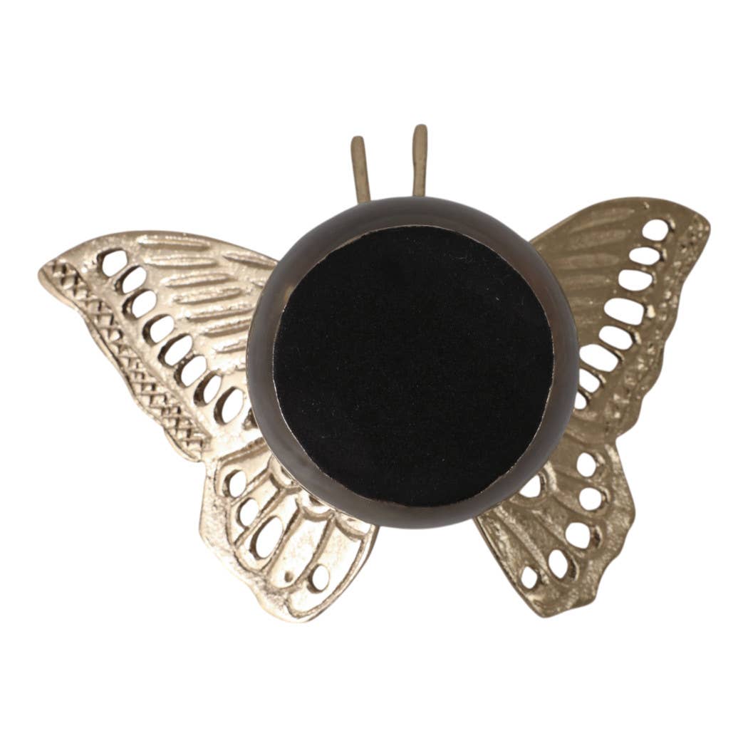 Decorative Object - Gold Metal Butterfly on Glass Orb, 8 in.