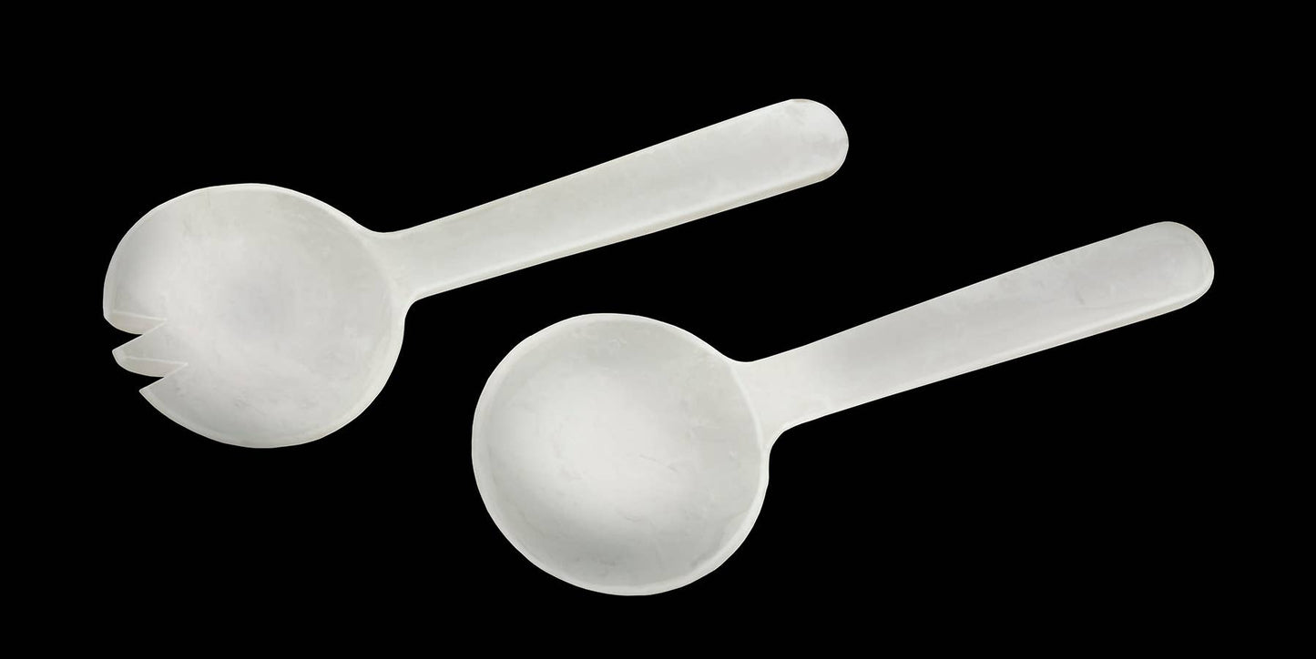 White Swirl Acrylic Bowl with Salad Servers