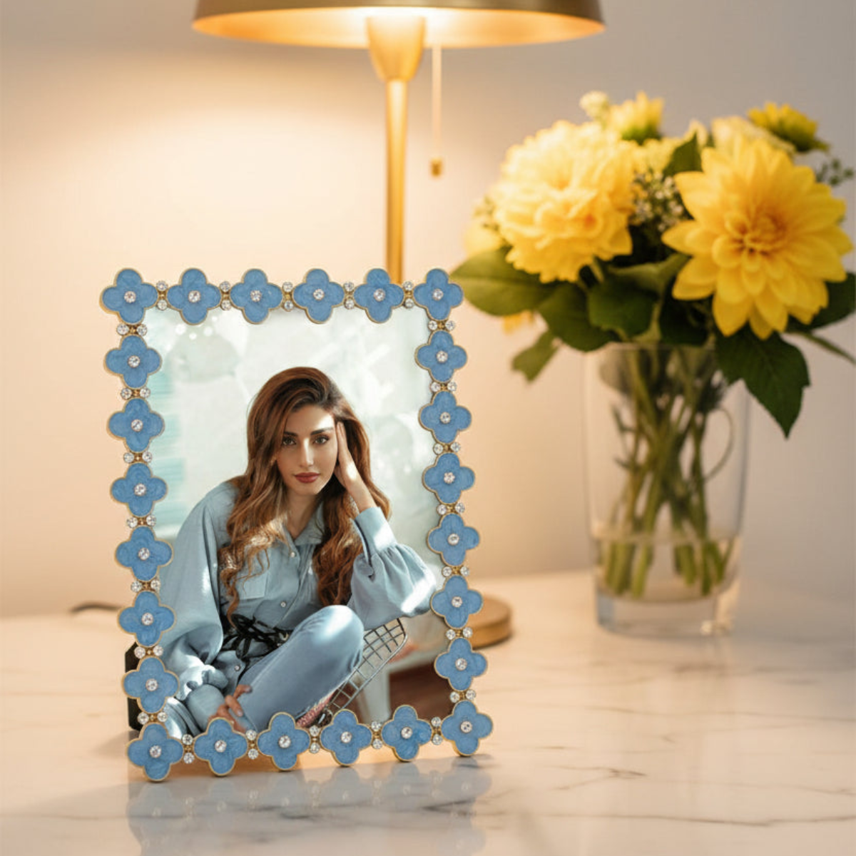 Light Blue Enamel Clover Picture Frame | Photo Frame