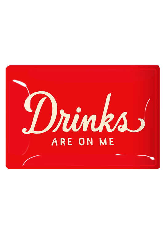 Drinks Are On Me Plate Decoupage Glass Tray 12 x 20 inches