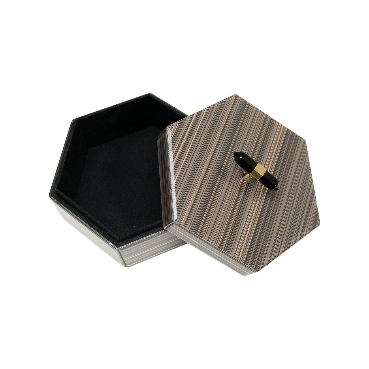 Brown Hexagon Decorative Box, 9"L