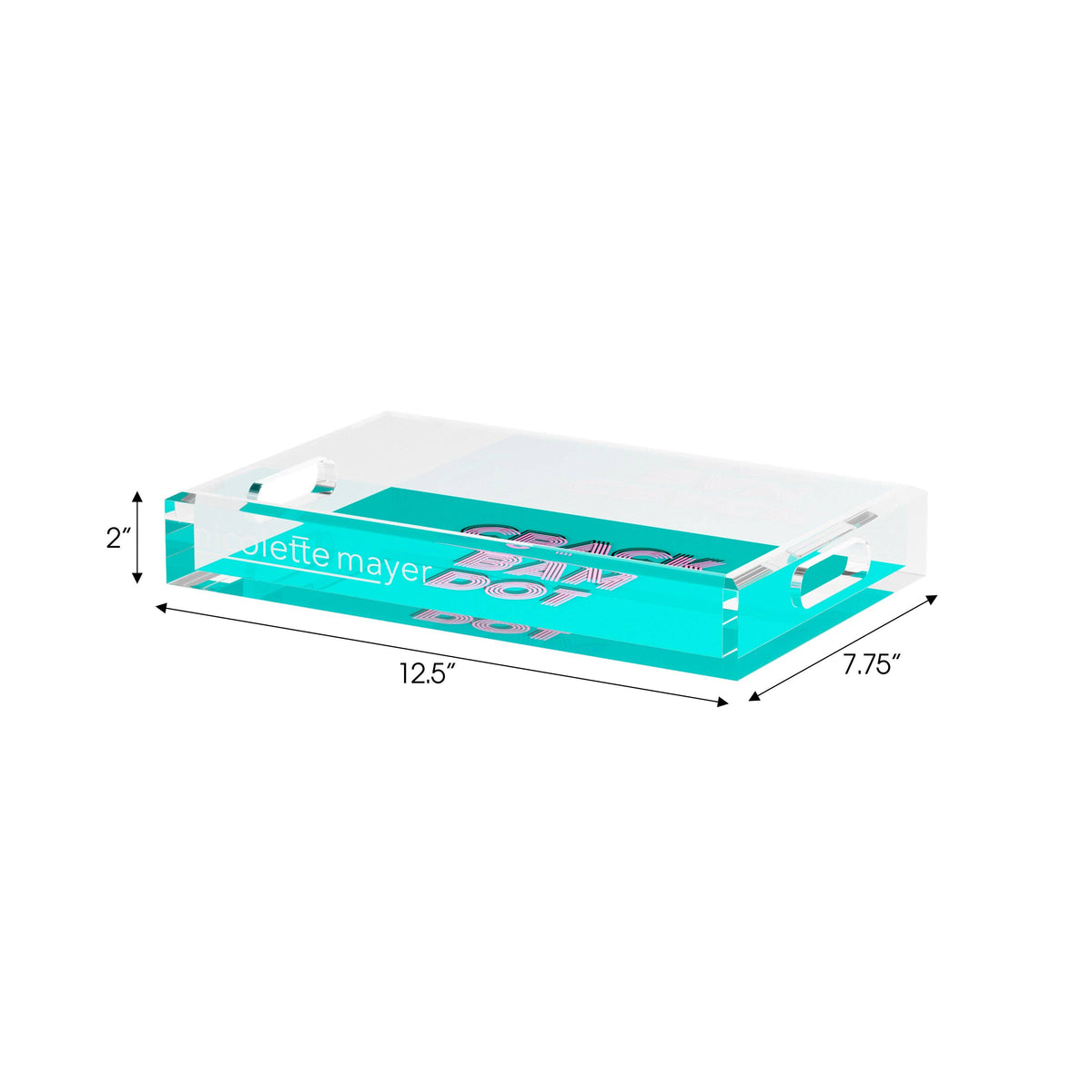Mahjong Crack Bam Dot Acqua Pink Acrylic Rectangle Decorative Tray