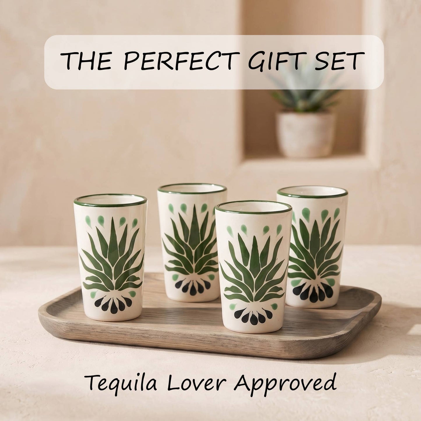 Shot Glasses, Agave Design, Made in Mexico, Barware (Each)