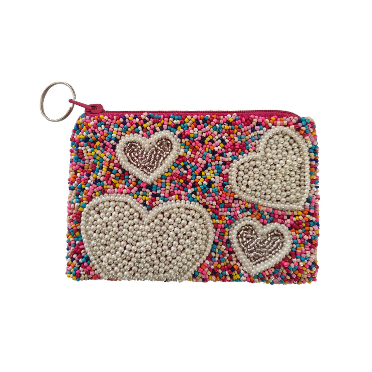 4 hearts pearls all over coin purse