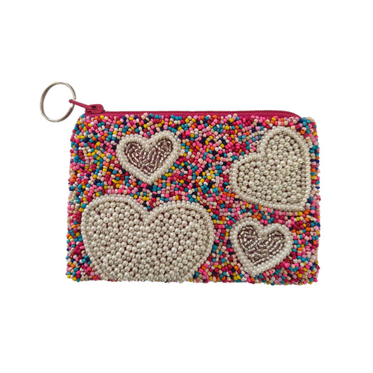 4 hearts pearls all over coin purse