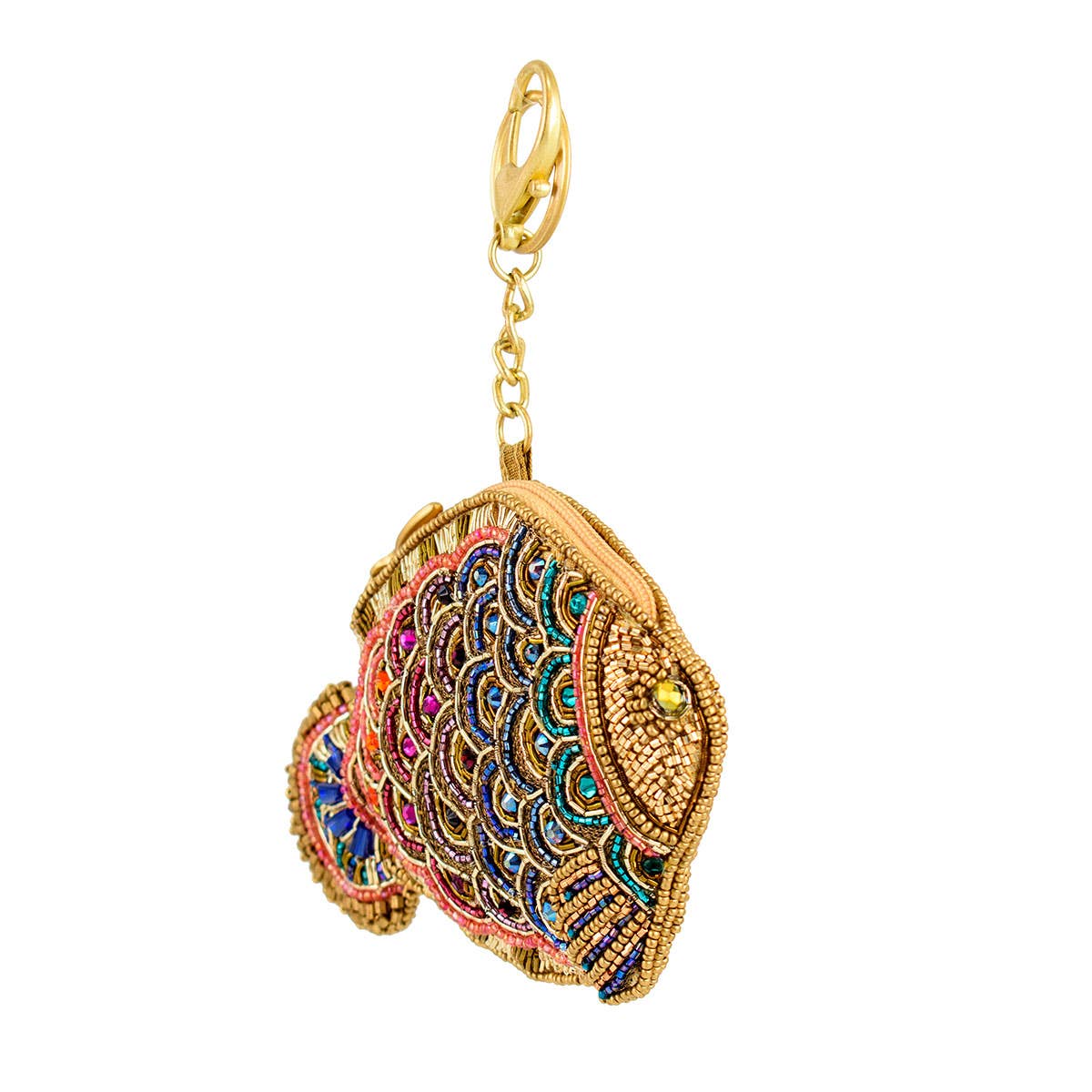 Shimmer Fish Beaded Fish Multi-Color Scales Coin Purse