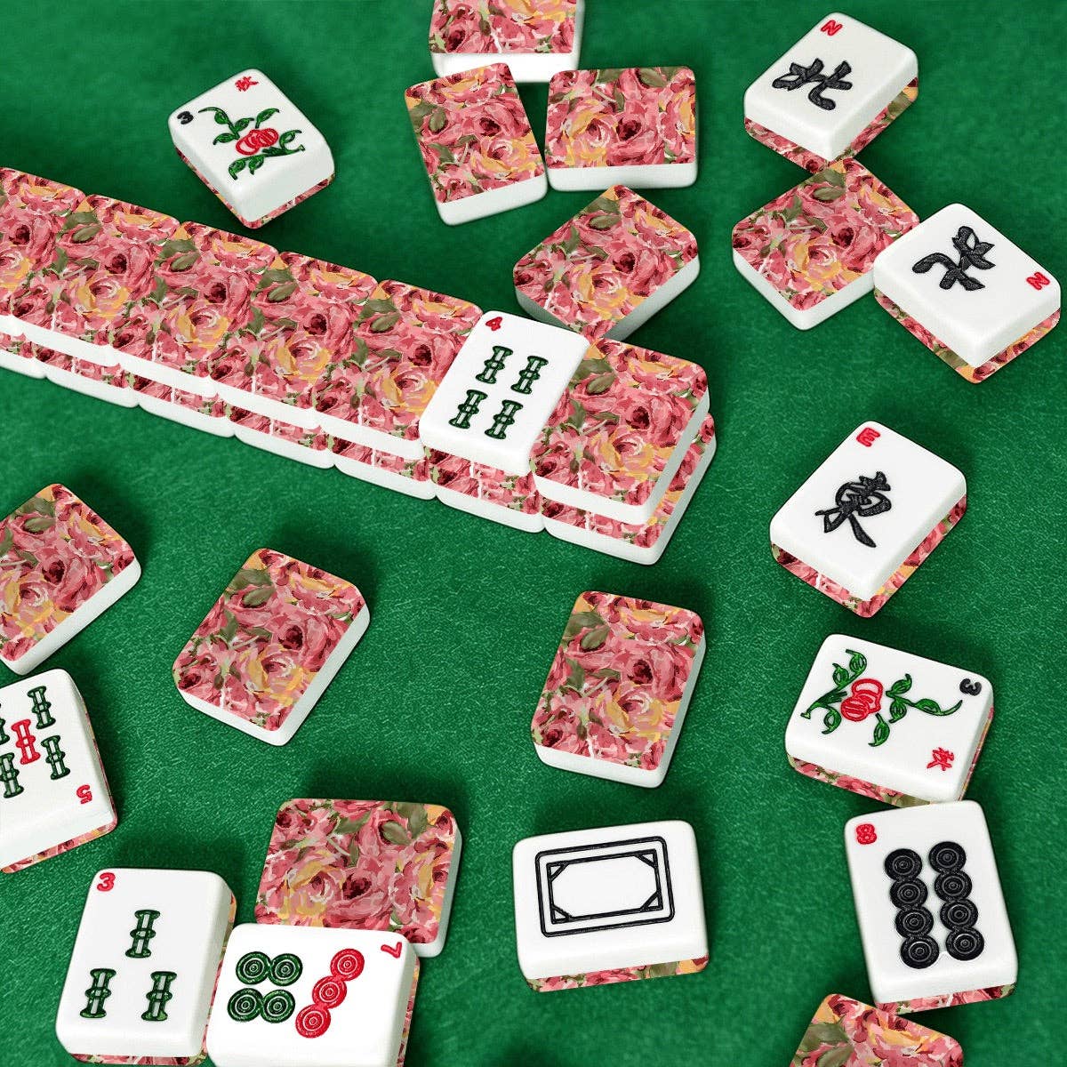Hand painted Roses American Mahjong Tiles
