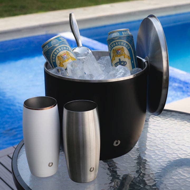 Extra Large Ice Bucket with Lid and Ice Scoop, Black