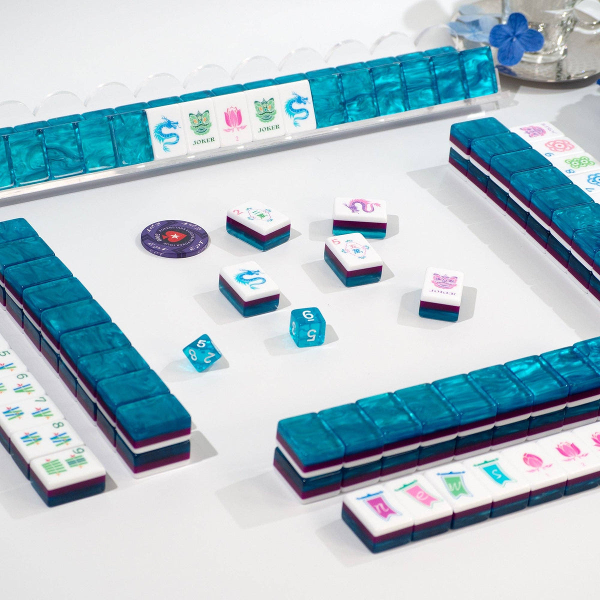 Garden Party Mahjong Set - Sapphire Blue