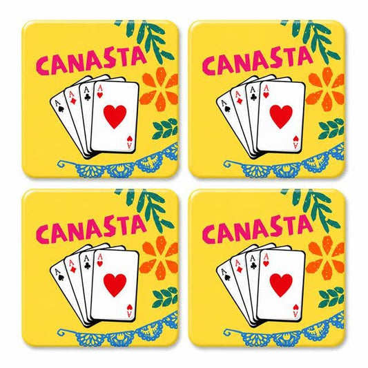 Yellow Canasta Giftable Glass Coasters (each coaster)