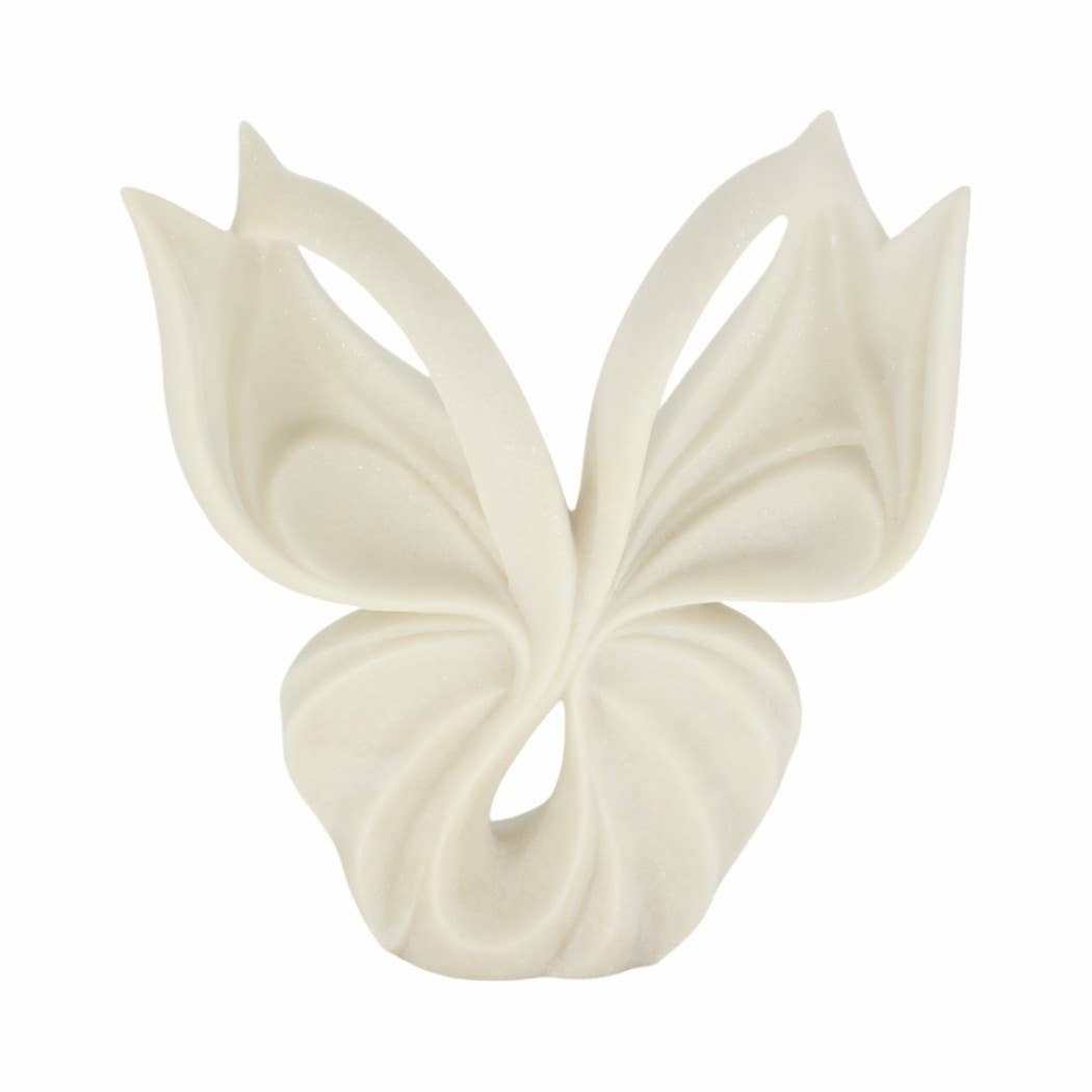 Decorative Sculpture - White Quartz Resin Butterfly, 16 in.