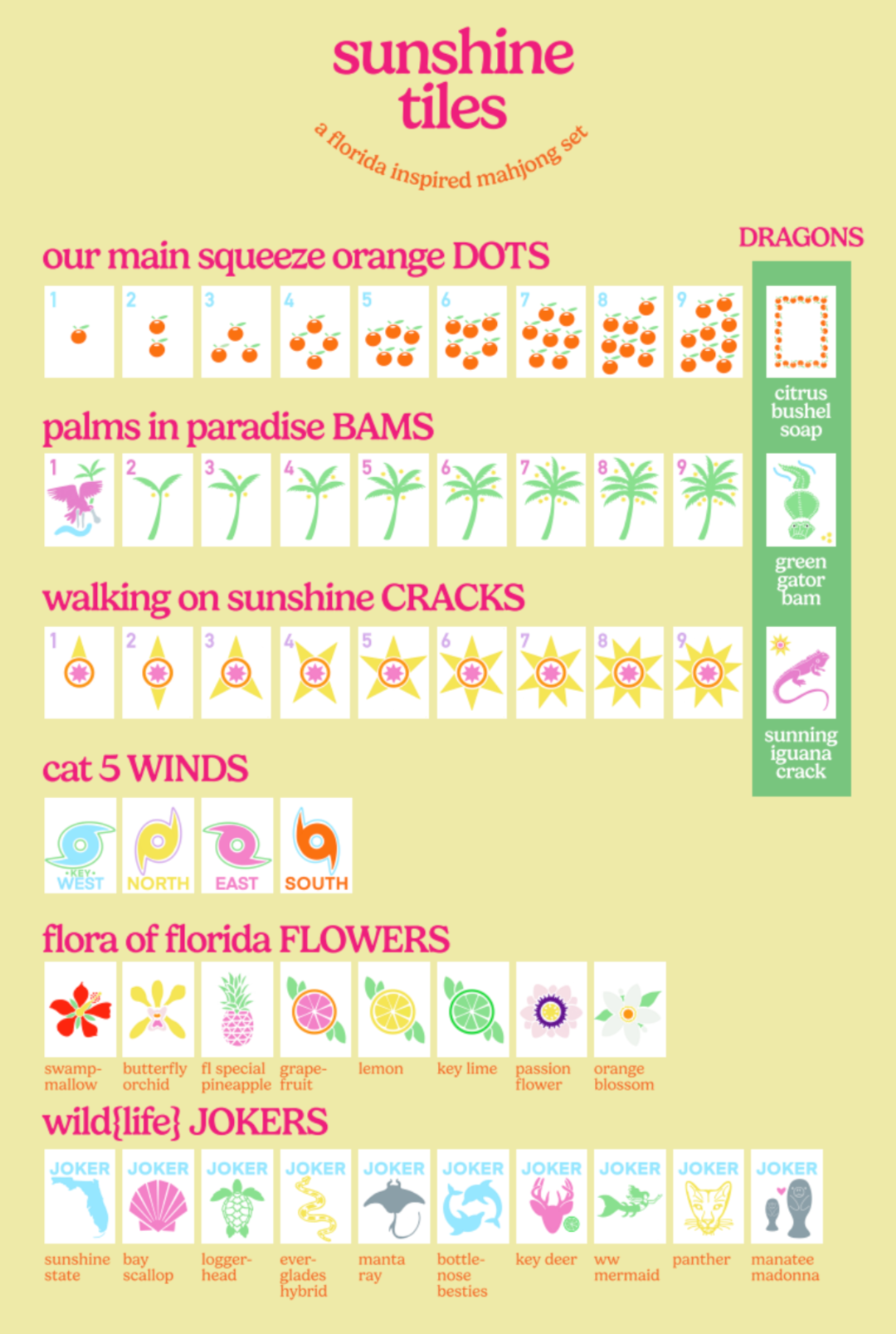 "Sunshine Tiles" Florida Inspired Mahjong Set (Hello Boca!)