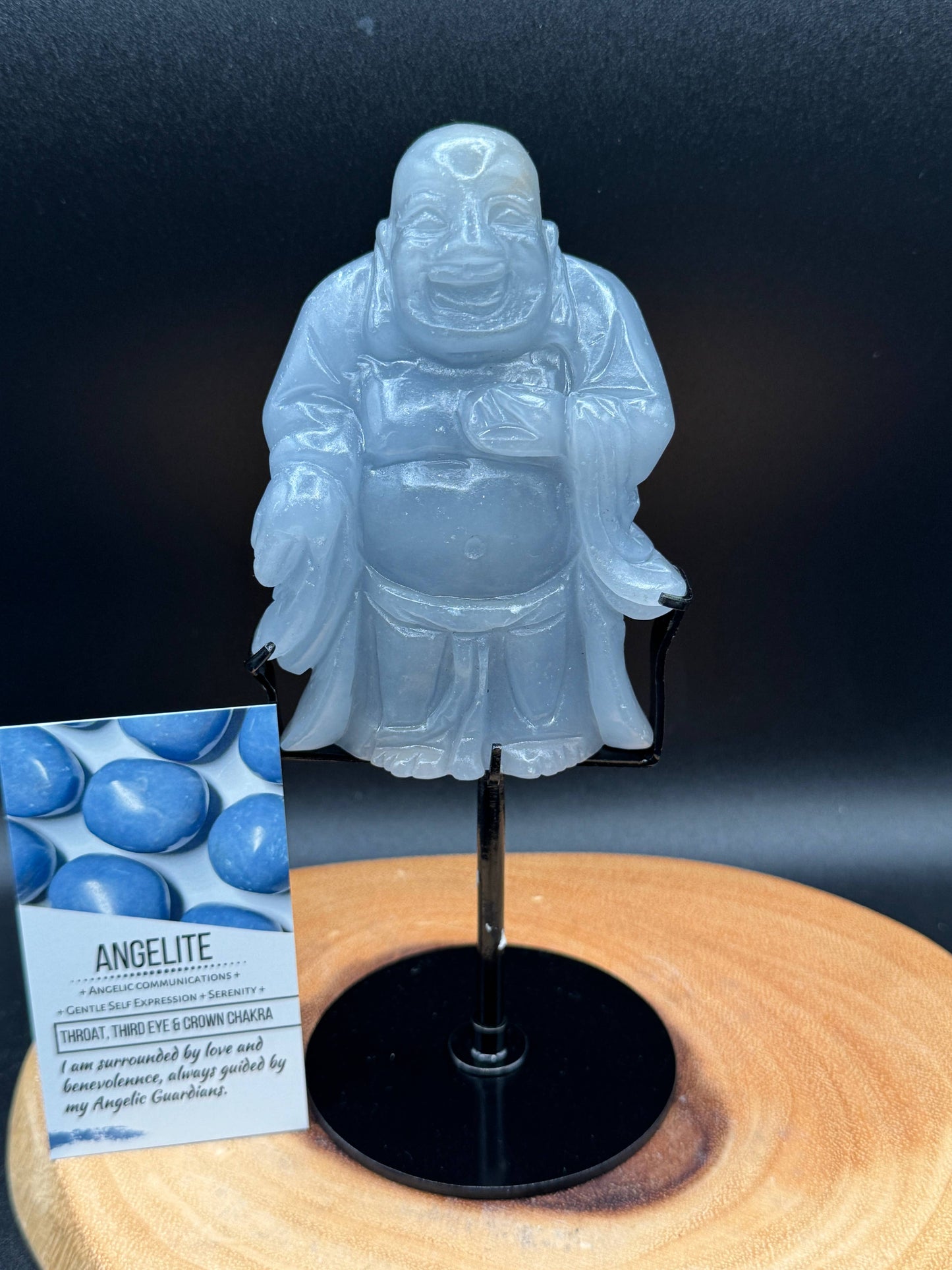Angelite Happy Laughing Buddha carving G661C