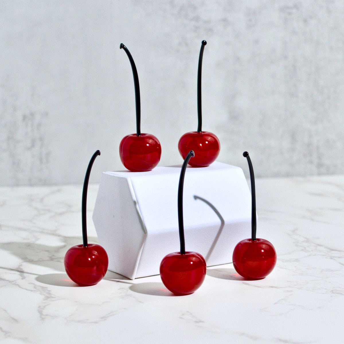 Murano Glass Cherries, Lifelike,  Made in Italy (Each)